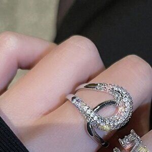 Twist Design Rhinestone Decorative Ring